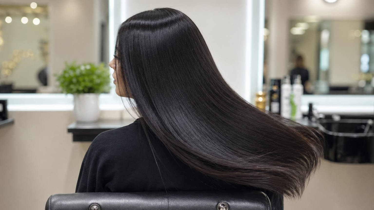 Cabelo longo, alinhado e com brilho
